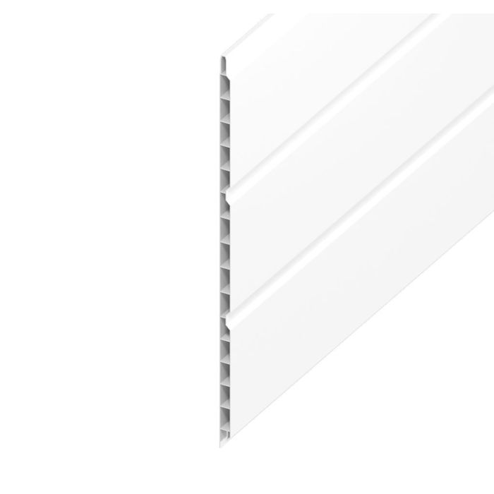 White Smooth Hollow Soffit Board - Length 5m x Width 300mm