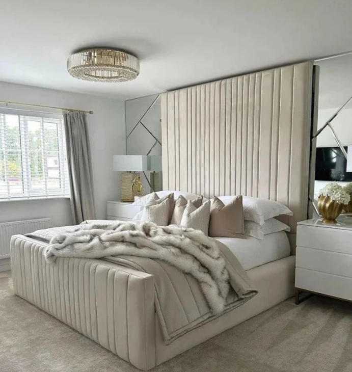 High Headboard Bed Designer Wall Panel