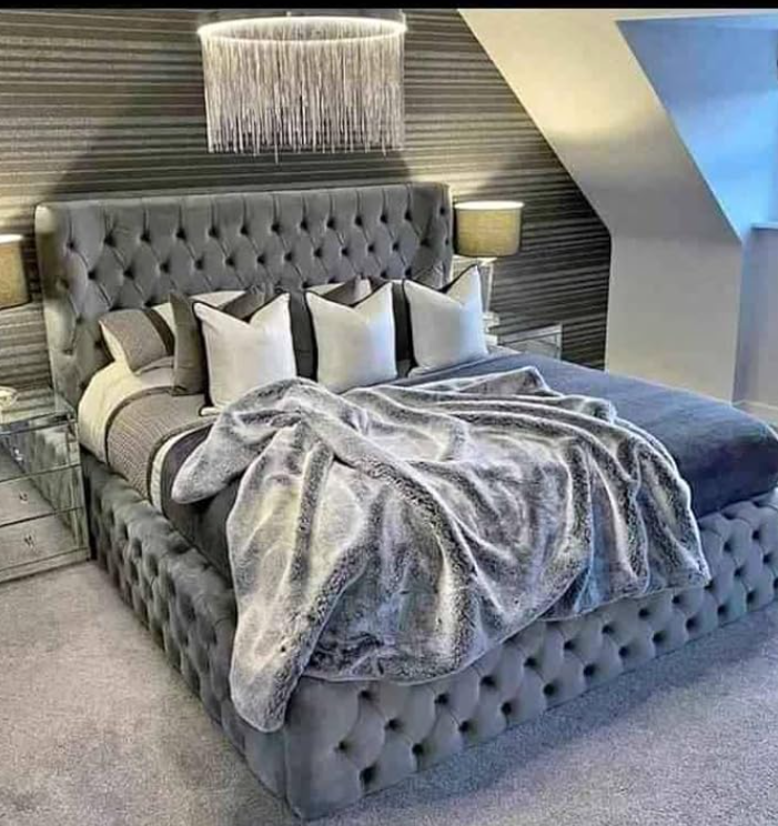 Royal Plush Velvet Manhattan Ambassador Bed Frame - Gas Lift option