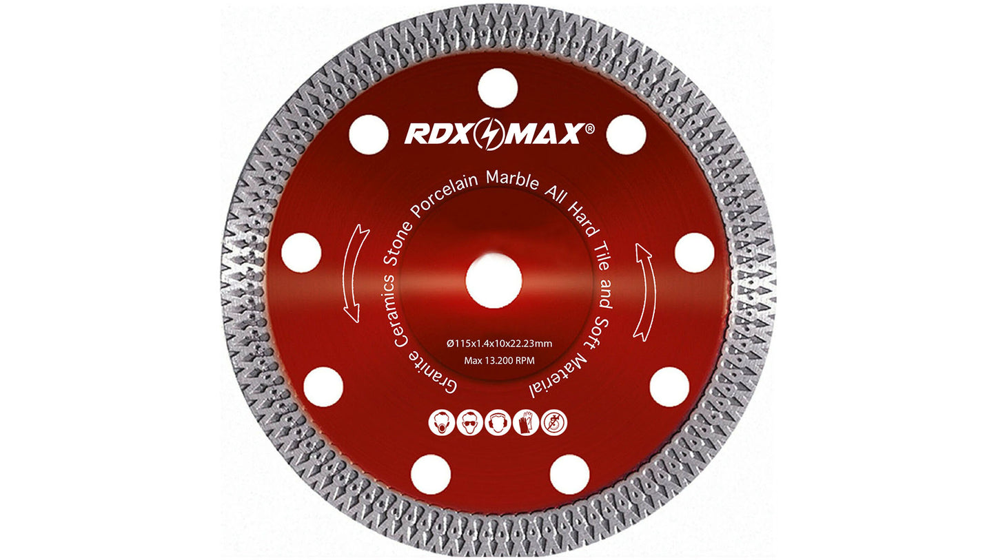 115mm 4.5" Angle Grinder Disc Thin Diamond Dry Cutting Disc Porcelain Tile Turbo