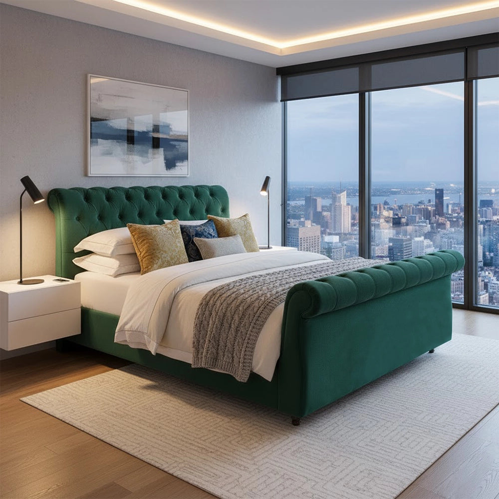 Sleigh chesterfield Bed