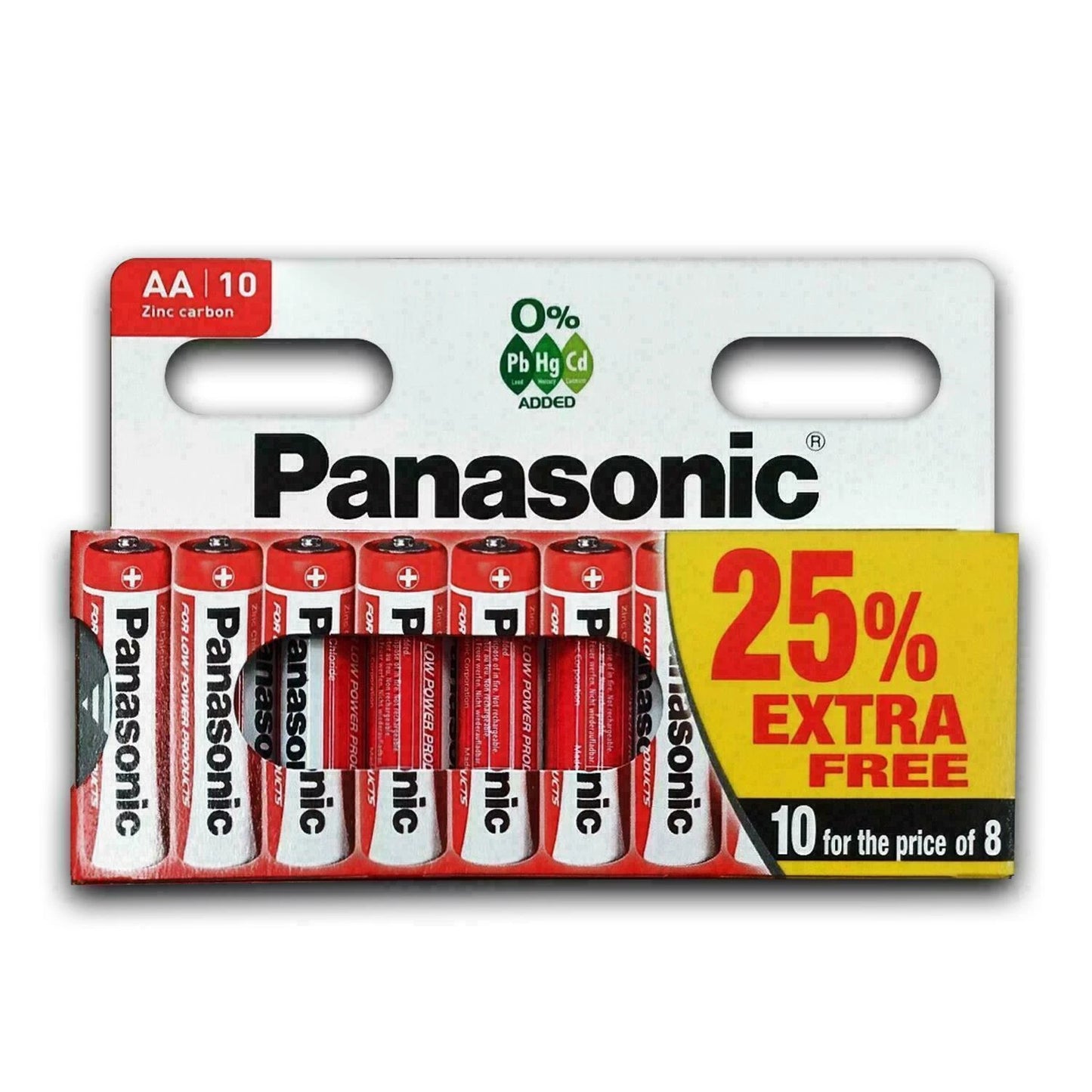 10 x Genuine Panasonic AA Zinc Carbon Batteries