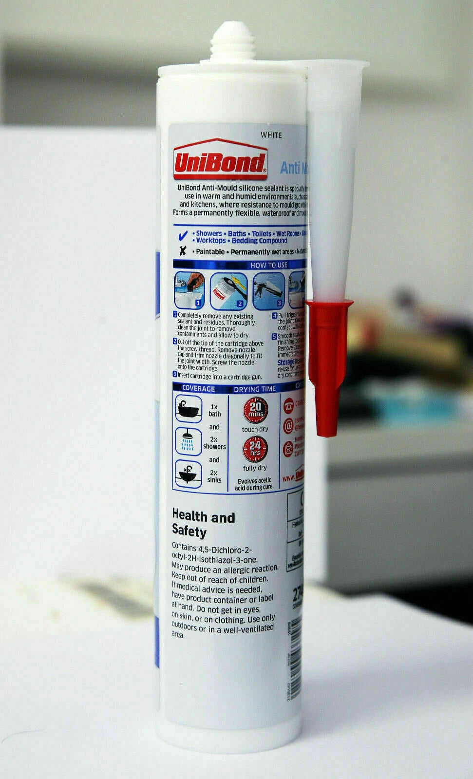Unibond Silicone Anti Mould sanitary Kitchen & Bathroom White Sealant