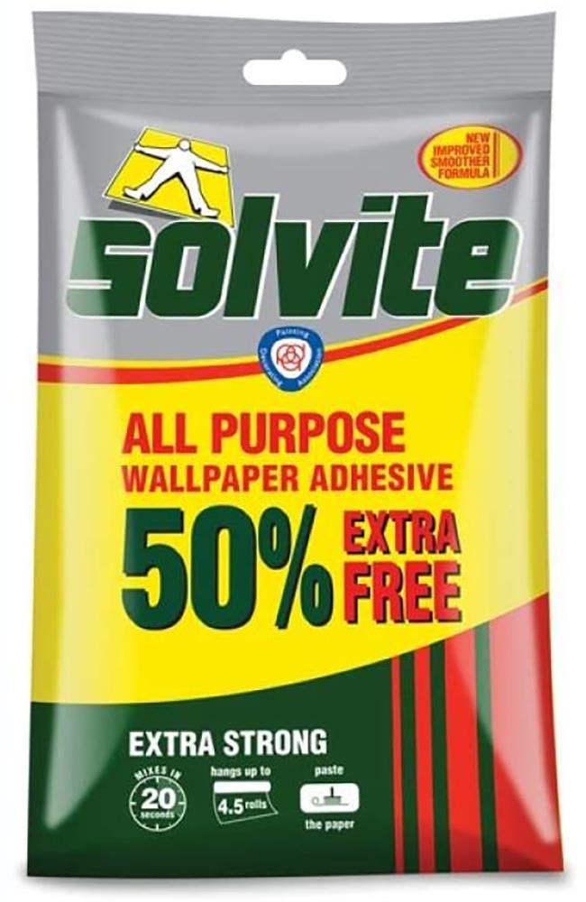 Solvite All Purpose Extra Strong Wallpaper Paste Adhesive Hangs up to 4.5 Rolls