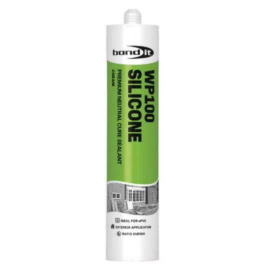 Bond It WP100 Premium Neutral Cure Oxime Silicone Sealant – Cream, 285ml | High-Performance Silicone – Mould-Resistant – Permanently Flexible | Sealant for Building & Construction Joints