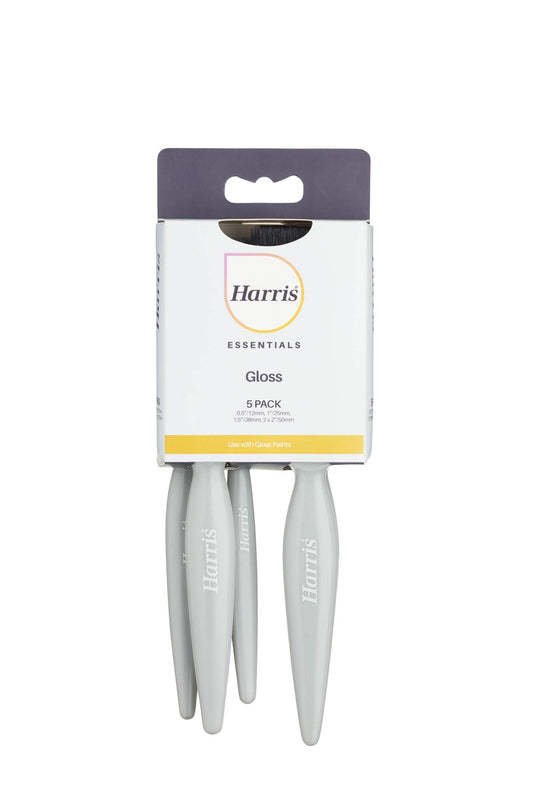 Harris Essentials Woodwork Gloss Paint Brush Set, Pack of 5, 0.5in, 1in, 1.5in, 2in