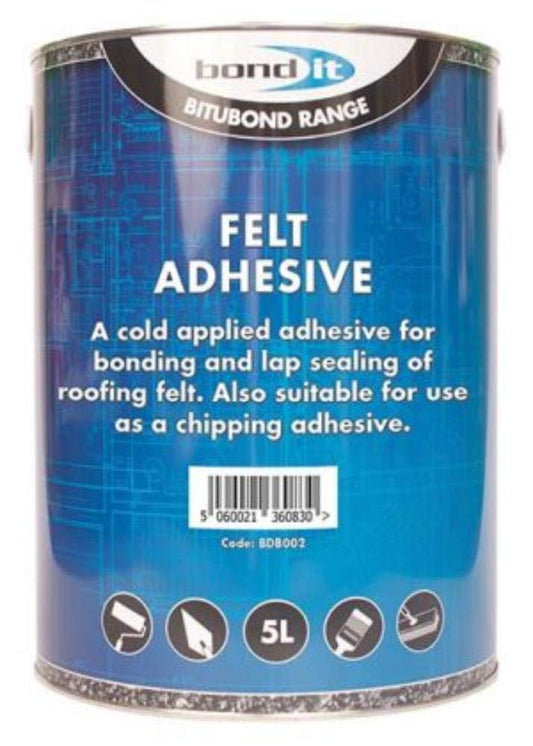 Bond It Felt Adhesive | Cold Applied Roofing Felt Adhesive for Bonding and Lap Sealing - Suitable for Bonding Mineral Chippings to Bituminous Surfaces - 5 Litre