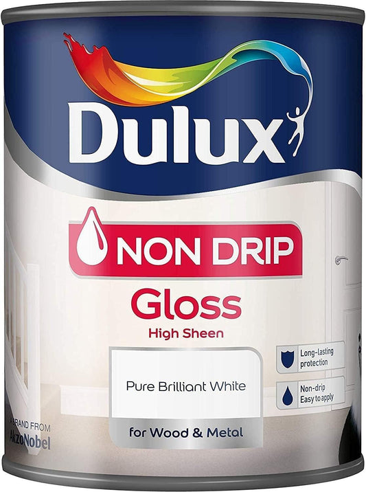 Dulux Quick Dry Gloss Paint For Wood And Metal, Pure Brilliant White, 2.5 L
