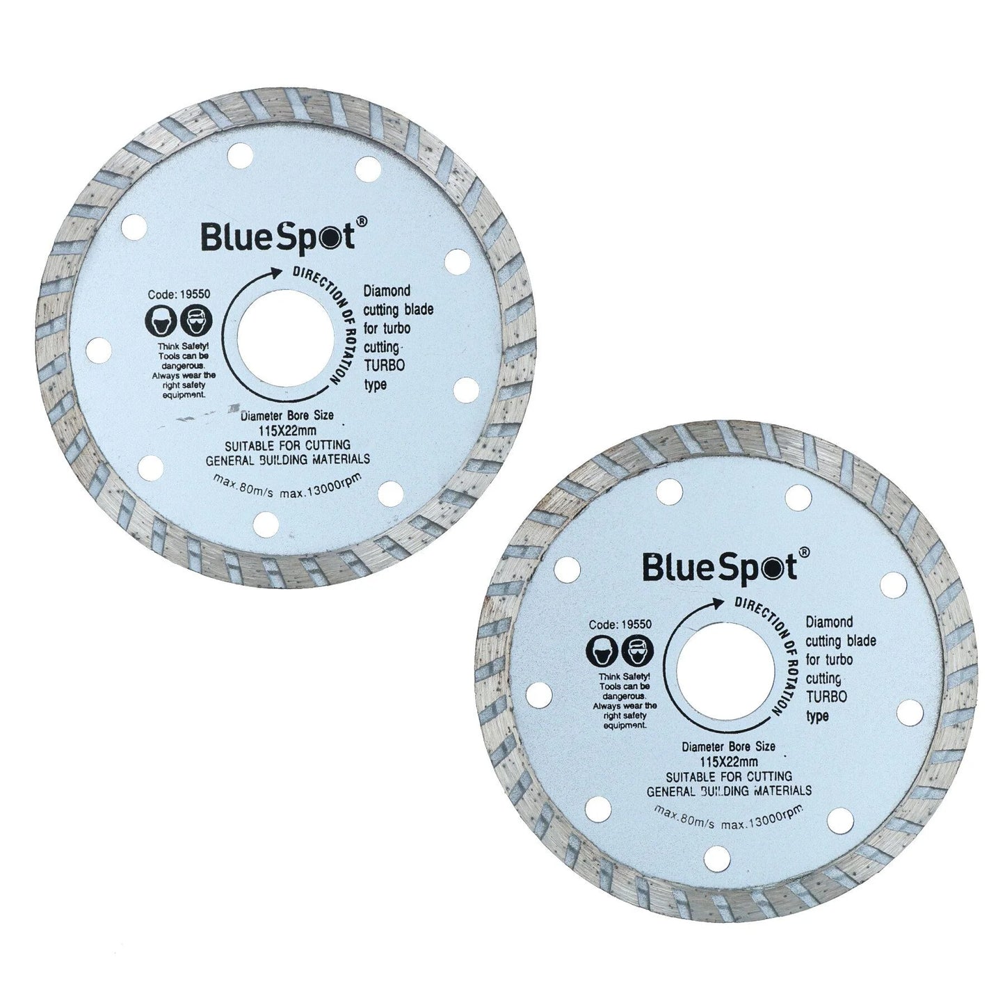 2X Angle Grinder Discs Thin 115mm 4.5'' Turbo Diamond Tile Dry Cutting Disc
