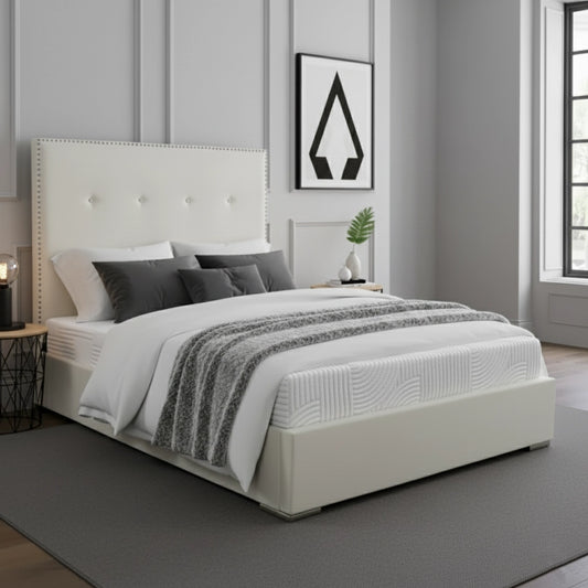 Aria Cream Fabric Upholstered Bed Frame cream