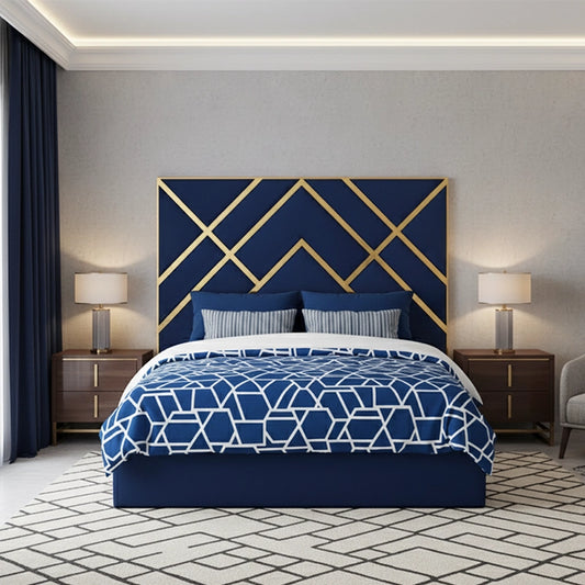 beds and mattress with gold strips