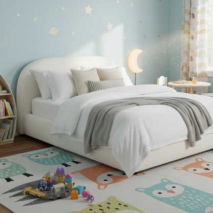 Curved Boucle Teddy Fabric Bed frames