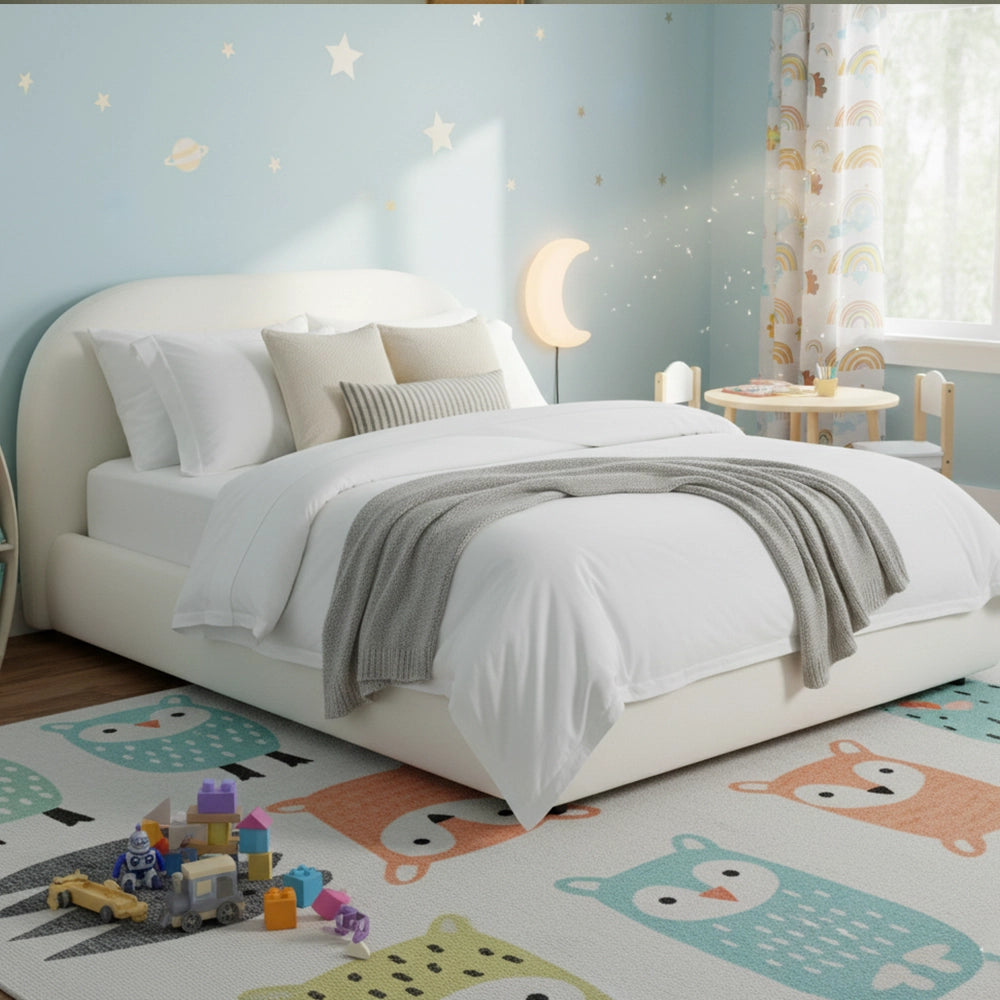 Curved Boucle Teddy Fabric Bed frames