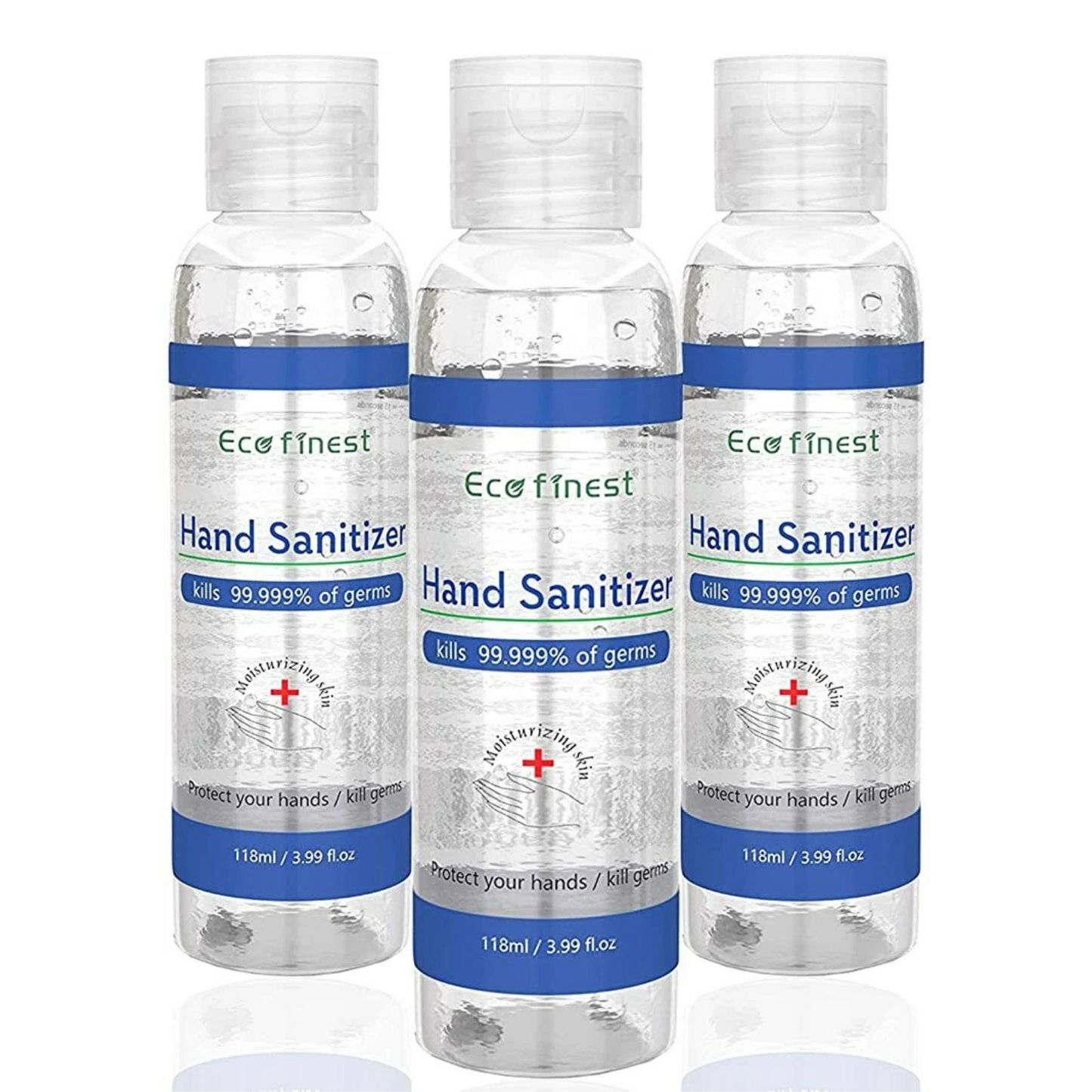 3x 118ml Eco Finest 75% Alcohol Hand Sanitiser Gel Kills 99.9% of Bacteria