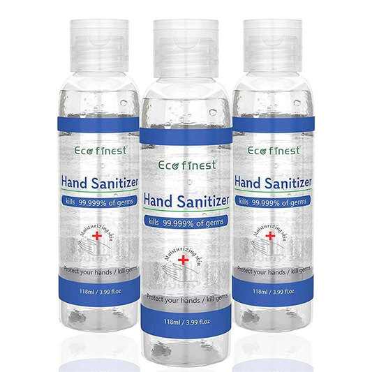 3x 118ml Eco Finest 75% Alcohol Hand Sanitiser Gel Kills 99.9% of Bacteria