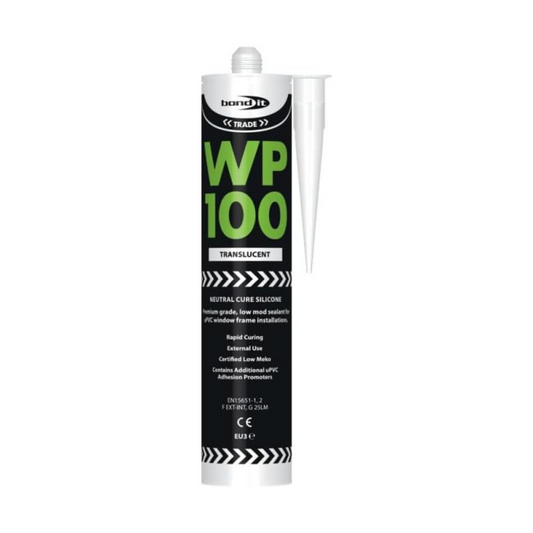 Bond IT WP100 Silicone Sealant Seal Rapid Cure Mastic External Door Windows White 300ml Bath Shower Basin Window Frames Quick Drying (Translucent)
