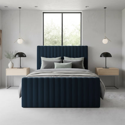 blue bed and mattress nerrow line