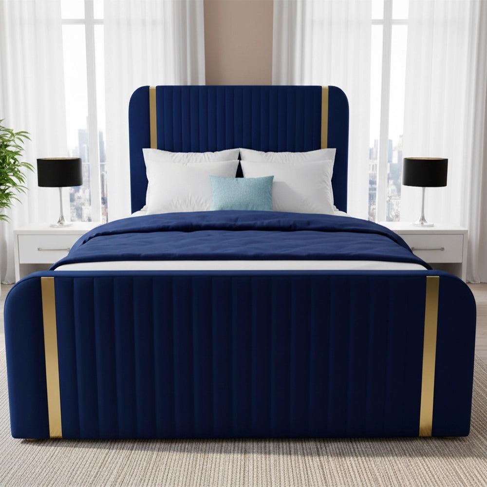 blue velvet bed