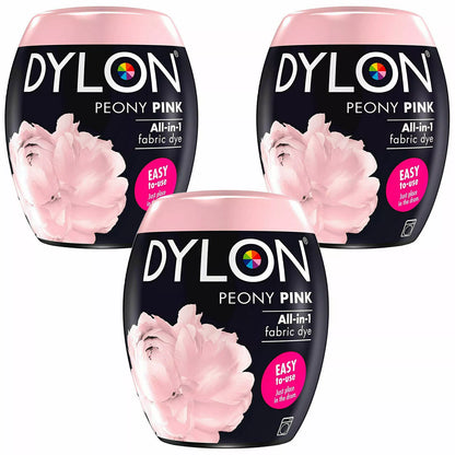 DYLON Washing Machine Fabric Dye Pod, Peony Pink, 3 Packs of 350g