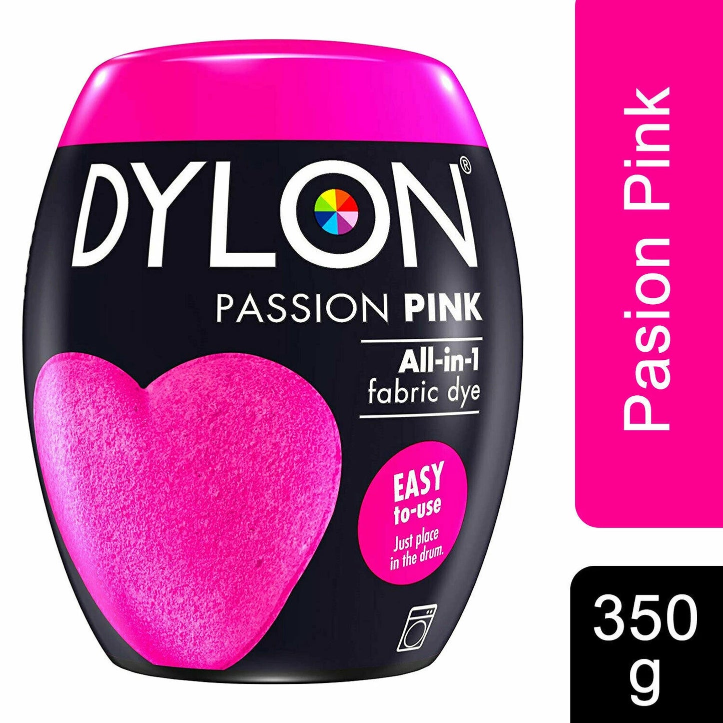 DYLON Washing Machine Fabric Dye Pod, Passion Pink, 3 Packs of 350g