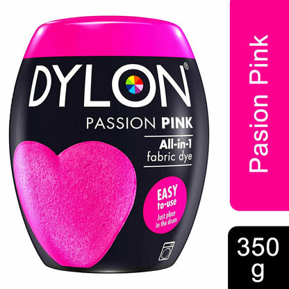 DYLON Washing Machine Fabric Dye Pod, Passion Pink, 3 Packs of 350g