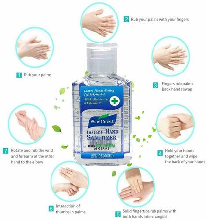 10x 60ml Eco Finest 75% Alcohol Hand Sanitiser Gel – Kills 99.9% Bacteria
