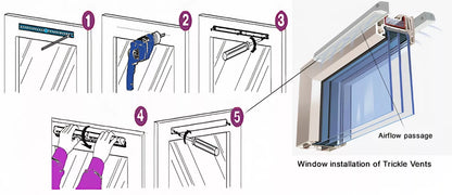 264mm EA2200 White MJ2000 Trickle Slot Vent for uPVC Wood Prevents Condensation