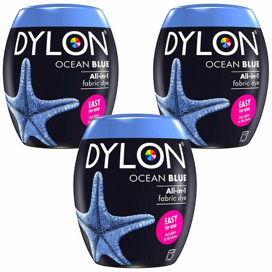 DYLON Washing Machine Fabric Dye Pod, Ocean Blue, Packs of 3 350g