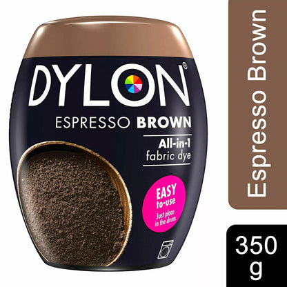 DYLON Washing Machine Fabric Dye Pod, Espresso Brown – 3 x 350g Packs