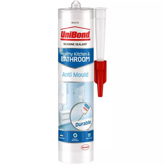 Unibond Silicone Anti Mould sanitary Kitchen & Bathroom White Sealant