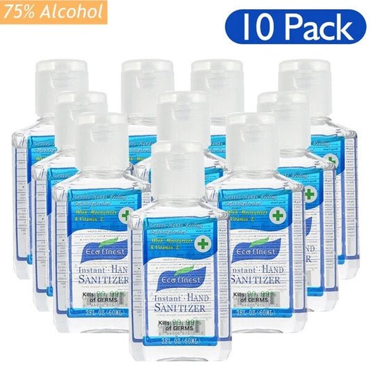 10x 60ml Eco Finest 75% Alcohol Hand Sanitiser Gel – Kills 99.9% Bacteria