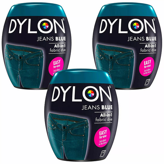 DYLON Washing Machine Fabric Dye Pod, Jeans Blue – 3 x 350g Packs