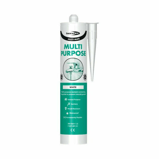 Bond Multi-Purpose Silicone Sealant – White, Waterproof, Mould Resistant, Sanitary