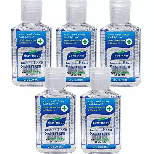 5x 60ml Eco Finest 75% Alcohol Hand Sanitiser Gel – Kills 99.9% Bacteria