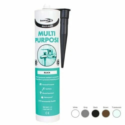 Bond It Multi Purpose Silicone Sealants White Translucent Black Brown Grey
