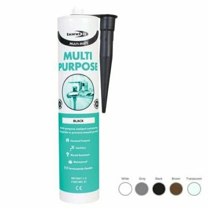 Bond It Multi Purpose Silicone Sealants White Translucent Black Brown Grey