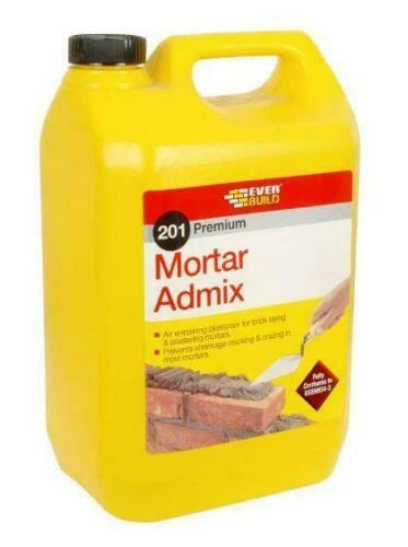 EVERBUILD 201 MORTAR ADMIX PLASTICISER DIY BUILDING STOPS CRACKING 5 LT