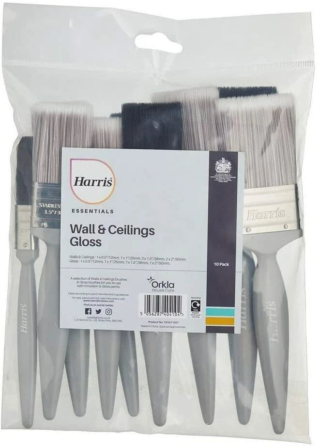 Harris Woodwork&Gloss Essentials Walls&Ceilings WoodGloss Paint Brushes Emulsion
