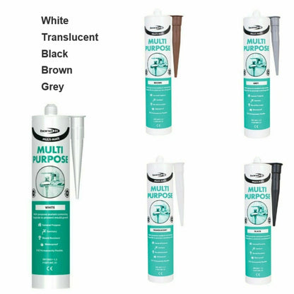 Bond It Multi Purpose Silicone Sealants White Translucent Black Brown Grey