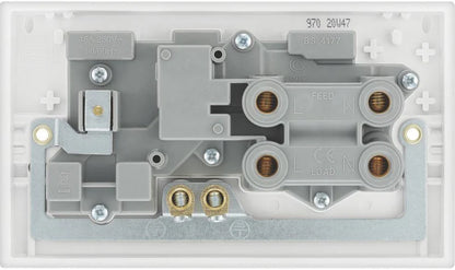 Cooker control Socket, with LED Power Indicators white moulded - Square Edge