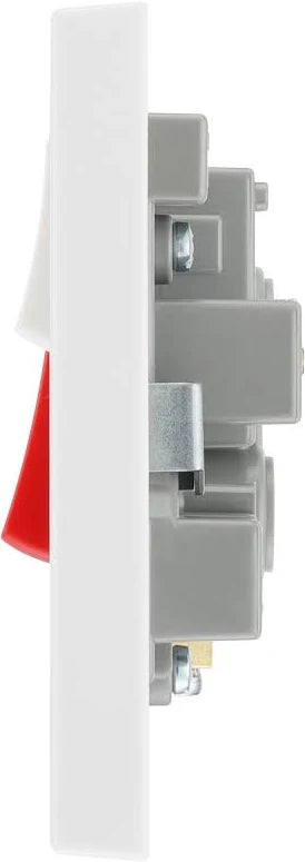 Cooker control Socket, with LED Power Indicators white moulded - Square Edge