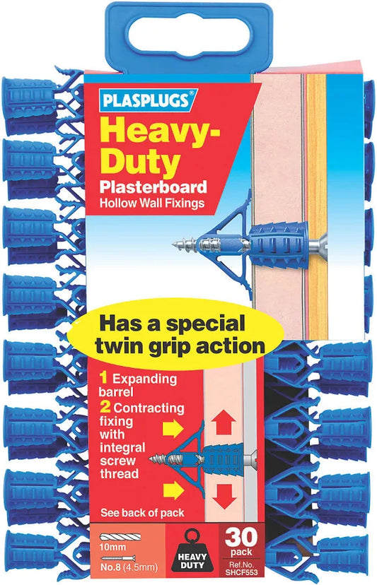 Plasplugs HD Plasterboard Heavy Duty Plasterboard Fixings 12mm x 36mm 30 Pack